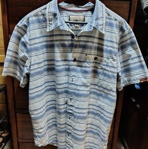 Men's Dakota Grizzly Striped Blue Shirt Short Sleeved XL